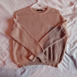 Brandy Melville Pink Crew Neck Sweater with Ribbed Knit